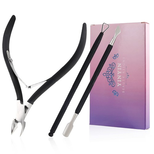 Professional Cuticle Trimmer with Pusher and Cutter - Stainless Steel Cuticle...