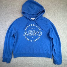 Aeropostale Womens Blue Aero 87 Graphic Hoodie Sweatshirt Large