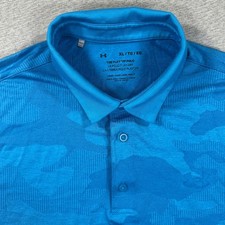 Under Armour Playoff Polo Shirt Mens XL Blue Tonal Camo Short Sleeve Loose Fit