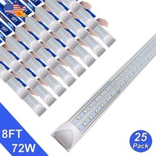 Led Shop Lights 25 Pack 8Ft 72W 9000Lm Long Lifespan 6500K T8 Basement Fixture