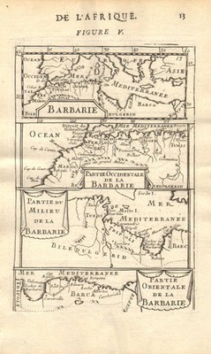 NORDAFRIKA. Barbary. Marokko Tunesien Libyen Ägypten. ''Barbarie''. MALLET 1683 Karte
