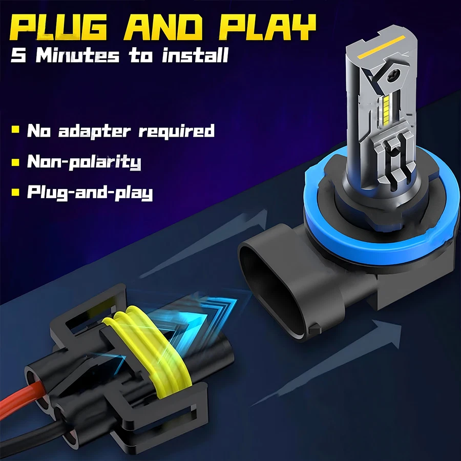 Faros LED blancos fríos de haz alto/bajo 10000 k para Nissan Sentra 2013-2025 Foto 3 de 4