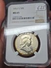 1953-S  50C FRANKLIN SILVER HALF DOLLAR  "SAN FRANCISCO"  NGC MS65