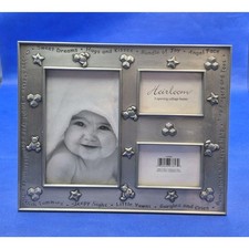 Heirloom Silvertone Baby Picture Frame 3 Opening Collage 10x8" UNUSED