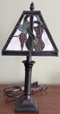 Tiffany Style Hand Crafted Stained Glass Table Lamp Grape Cluster, Vines 16  