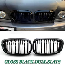 For 2003-2006 BMW E46 325Ci 330Ci LCI Coupe Front Kidney Grille Gloss Dual Slats