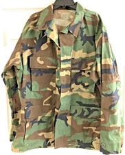 US ARMY BDU Large-Regular Hot Weather Woodland Camo Combat Coat 8415-01-390-8550
