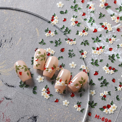 Winter Sweater Nail Art Stickers 5D Embossed Nail Decals Elegant Sweater Pattern