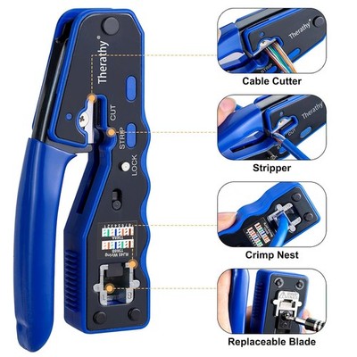 RJ45 Crimp Tool Kit for Ethernet Connectors, Includes Crimping Tool Set
