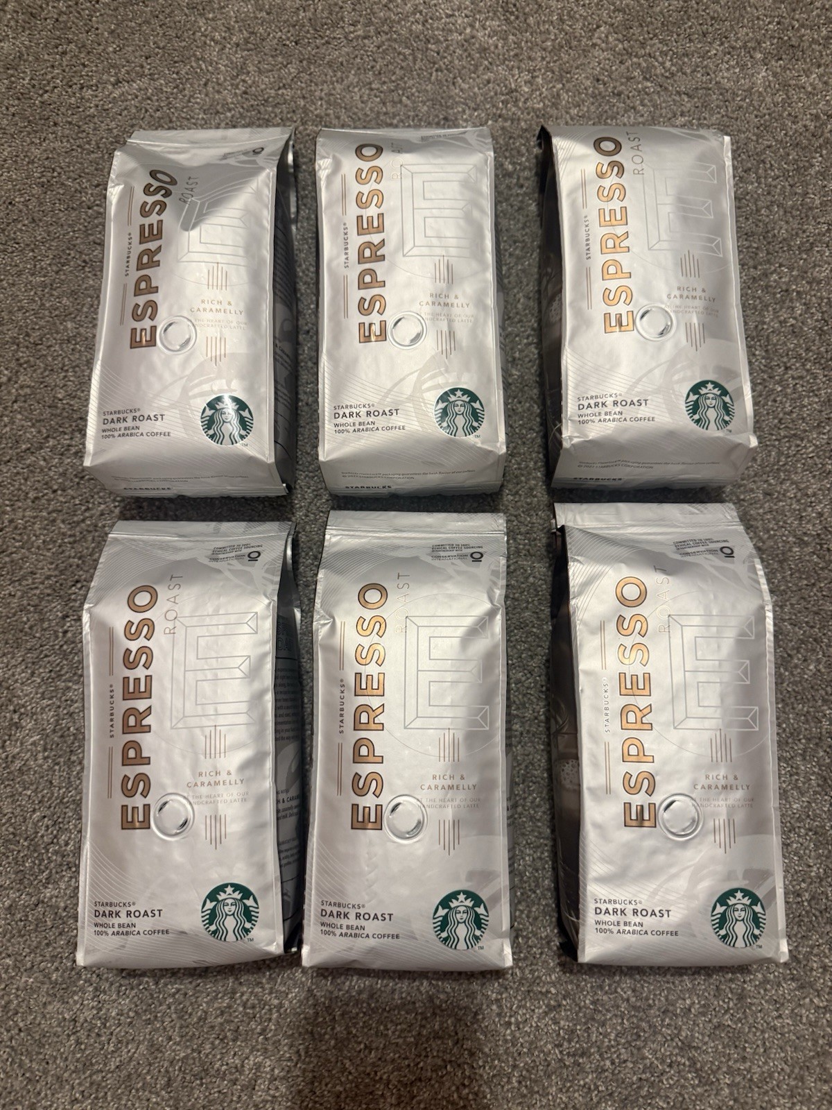1.5kg STARBUCKS Espresso Roast, Dark Roast, Whole Bean Coffee 250g (Case of 6)