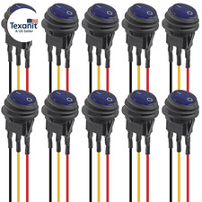 10PCS round Rocker Switch Waterproof 3 Pin On/Off SPST LED Switches DC 12V 20A f