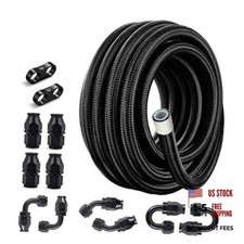 PTFE Fuel Line Kit,E85 Nylon Braided Fuel Hose 20FT AN6 PTFE Fuel 6AN Black