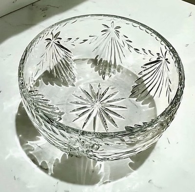 Lead Crystal Bowl Fifth Avenue Atrium Hand Cut Full Beveled Rim Vintage Poland