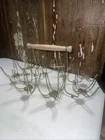 Vintage Federal Glass MCM Roly-Poly Drink Caddy Brass Metal Wood Handle