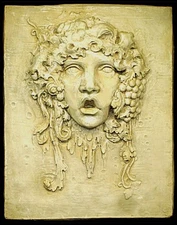 Huge Mythical Sculpture Bacchus Wine God Home Wall Plaque Decor Antique Finish