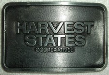HARVEST STATES COOPERATIVES BELT BUCKLE METAL VINTAGE FARMING HOMETOWN COUNTRY