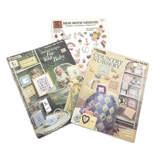 3 Vintage Baby Cross Stitch Pattern Booklets Lot Nursery Art Shower Gifts Charts