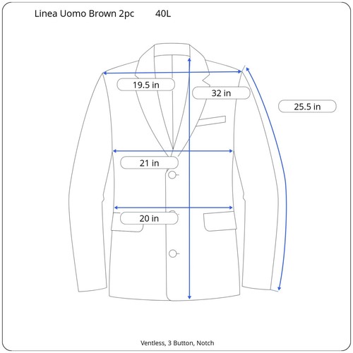 LINEA UOMO Mens Brown Check Wool Classic 2 Piece Suit 40L Jacket 32x30 Pant - Picture 12 of 13