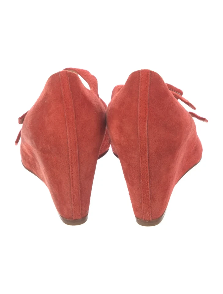 Sandalias de cuña Christian Louboutin para mujer talla EU 36,5 rojas gamuza punta abierta hebilla Foto 4 de 4