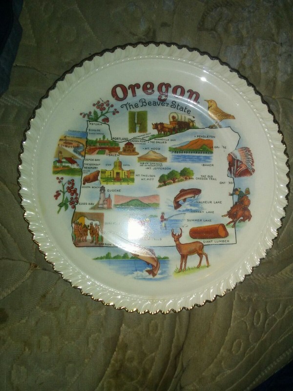 Vintage Souvenir Collector Plate Oregon The Beaver State