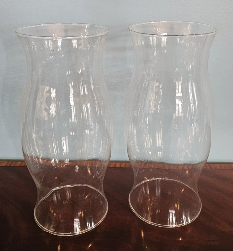 Pair of Williamsburg Style Glass Hurricane Shade 12" H - Image 3 of 4