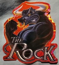 2001 WWF The ROCK Vending STICKER Bull Logo Die Cut Red