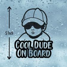 Cool Dude On Board Vinyl Sticker, Car Sticker, Camper-van Sticker, Vinyl Decal