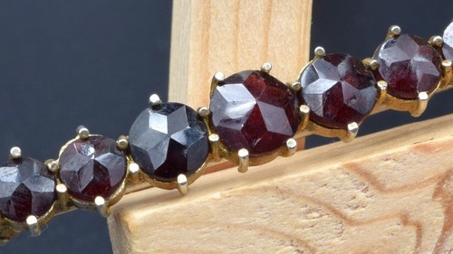 RRR ANTIQUE Bohemian Faceted Garnet Pyrope brooch Art Nouveau vtg old silver 835 - Picture 2 of 23