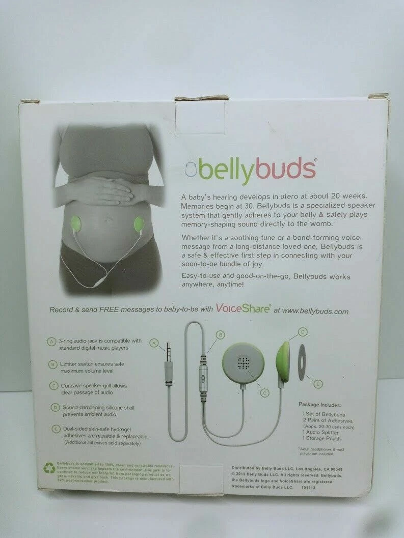 Bellybuds Baby Bump Headphones Belly Buds Sound System Play Music Pregnancy  Gear