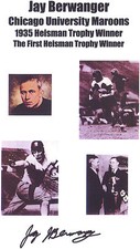 JAY BERWANGER FIRST HEISMAN TROPHY WINNER AUTOGRAPHED SIGNED 8.5X11 COLLAGE 
