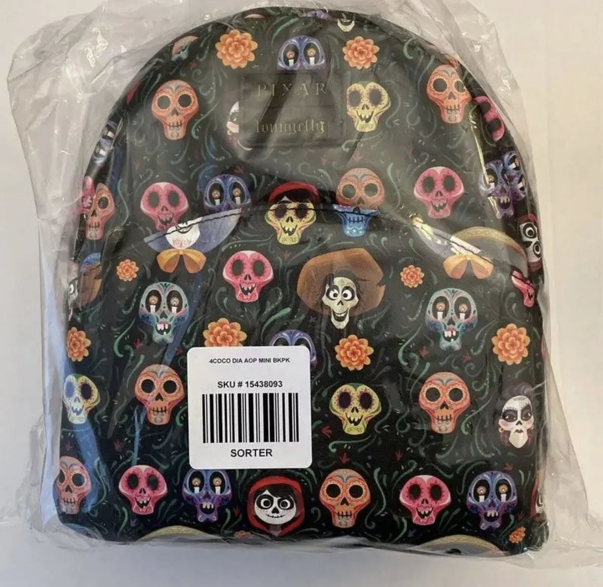 Loungefly Disney Pixar Coco Mini Backpack Miguel & Others Skull AOP  Pattern!