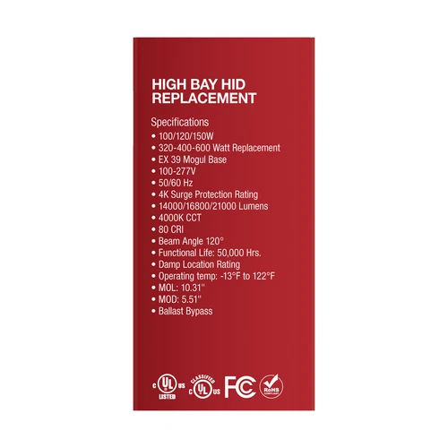 Satco S33116 LED 100V-277V =600W Metal Halide HID Replacement Mogul EX39 4000K - Picture 10 of 12