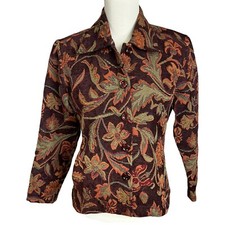 Chadwick's Vintage Size 4P Petite Tapestry Blazer Jacket Floral Print Button Up