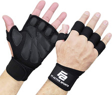 New Ventilated Weight Lifting Workout Gloves with Built-In Wrist Wraps for Men a