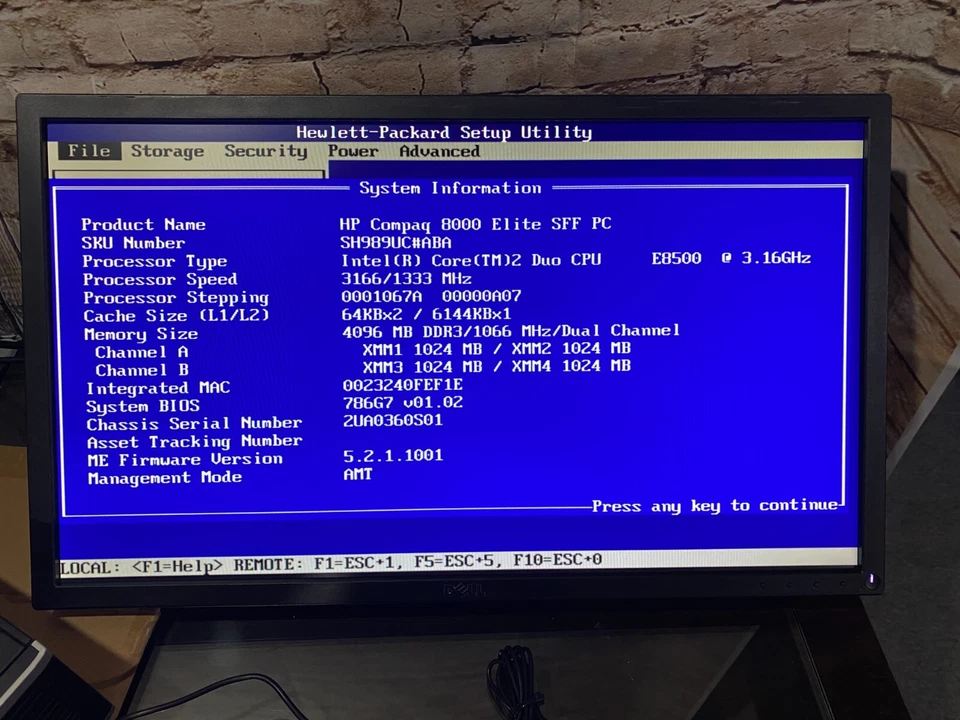 HP Compaq 8000 Elite SFF E8500 Intel Core2 3.16GHz 4GB 160GB HDD No OS w/AC - Image 2 of 4