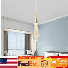 Modern Chandelier Crystal Glass LED Ceiling Light Fixture Rain Drop Pendant Lamp