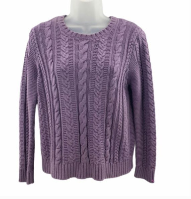 Valerie Stevens Womens Purple Cable Knit Long Sleeve Sweater Size Small