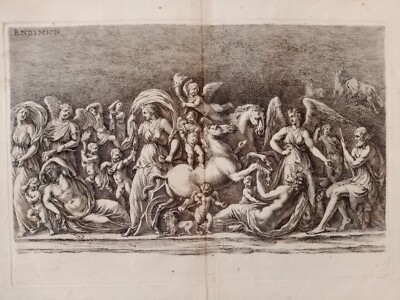 Endymion Sonno Aquaforte 1679 Sandrart Ancient Print Greek Mythology