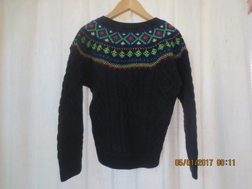 NWT Ralph Lauren Girl's Holiday Fair Isle Cable Knit Sweater Black Sizes 5 - Picture 5 of 8
