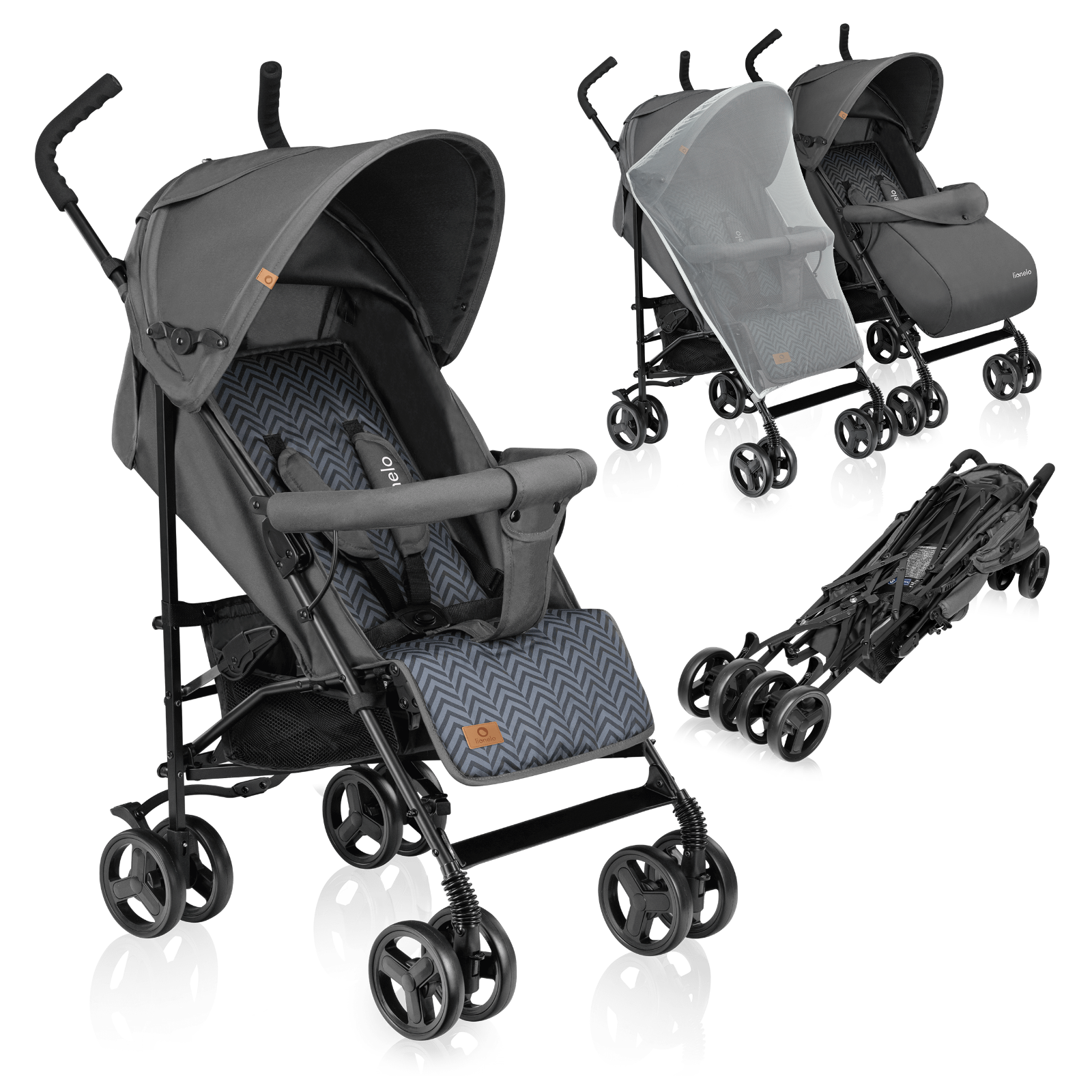 Passeggino Elia Buggy piccolo pieghevole fino a 15 kg zanzariera carrello...