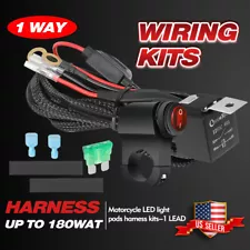 1-Way Motorcycle Wiring Harness Kit Handlebar Switch for LED Work Light ATV 22mm
