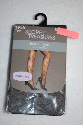 Womens BLACK FASHION TIGHTS Control Top SEAM ACCENT Size 1 2 3 4