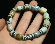8.5CM China Hongshan Culture Green Turquoise Carve Exorcism Round Bracelets