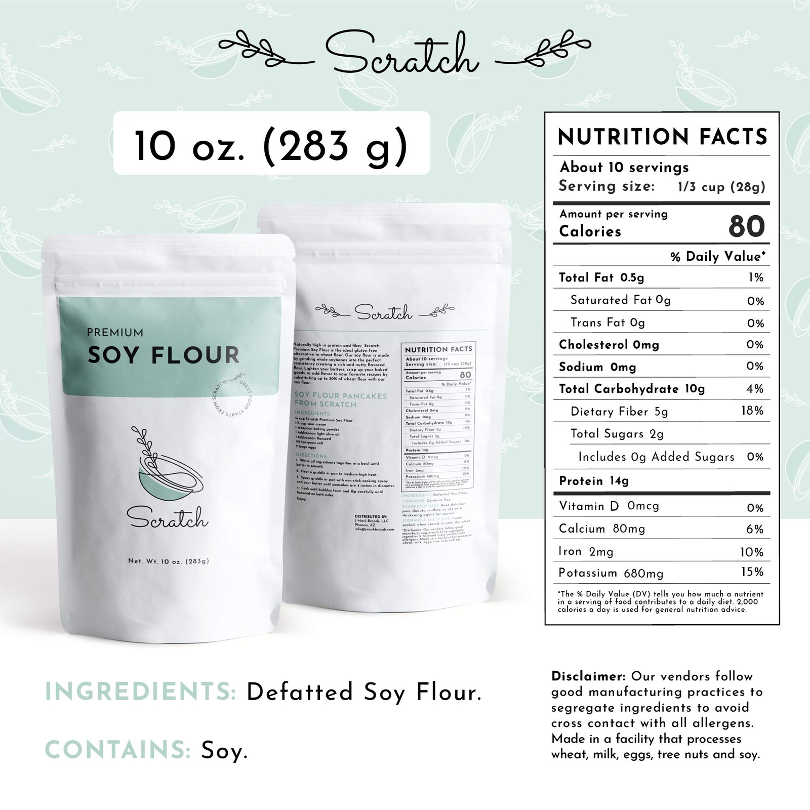 Premium Defatted Soybean Flour Gourmet Baking Ingredients Contains