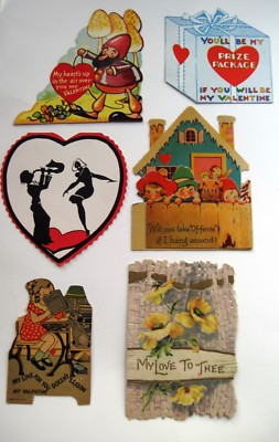 (1) Lot of 8 Vintage Valentines w/ Many Different Subjects    *  