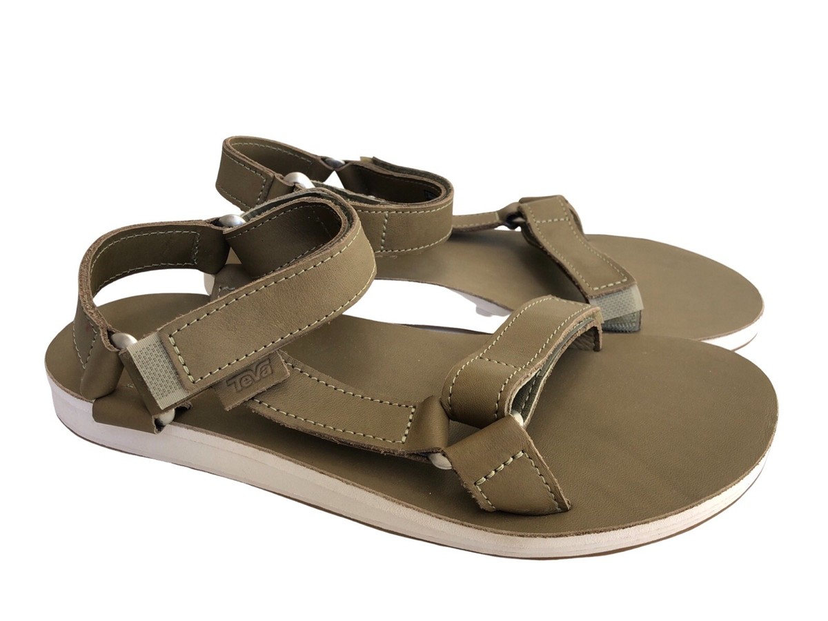 TEVA CARIBOU ORIGINAL UNIVERSAL LEATHER STRAPPY SANDALS burnt olive womens  sz