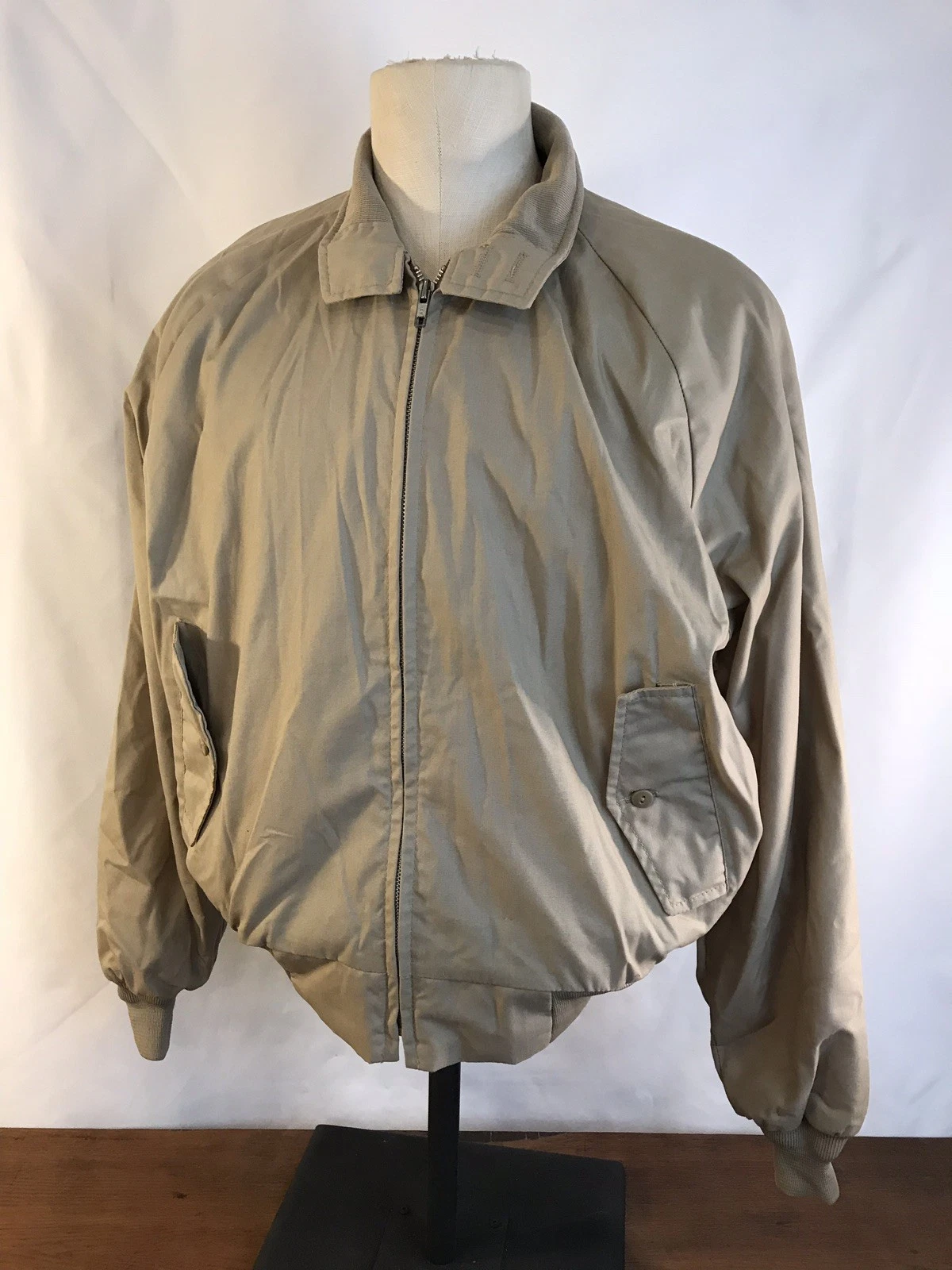 Vintage Cal Craft Plaid Lined Beige Windbreaker Jacket Size XL 46 (NC18)