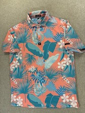 Bad BIrdie Floral Performance Short Sleeve Golf Polo Shirt Men's Large Pink