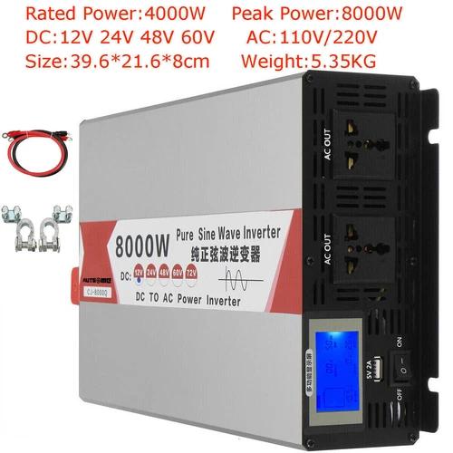 4000W 5000W 8000W 12V 24V 48V 60V 72V to 110V 220V Pure Sine Wave Power Inverter - Picture 31 of 32