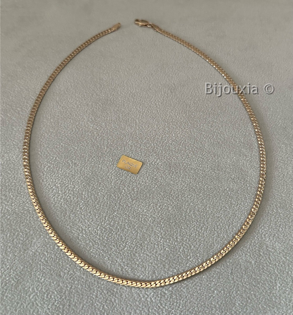 Collier Maille Anglaise Bombée En Plaqué Or 18 Carats - Longueur 45 Cm, Largeur 7 Mm